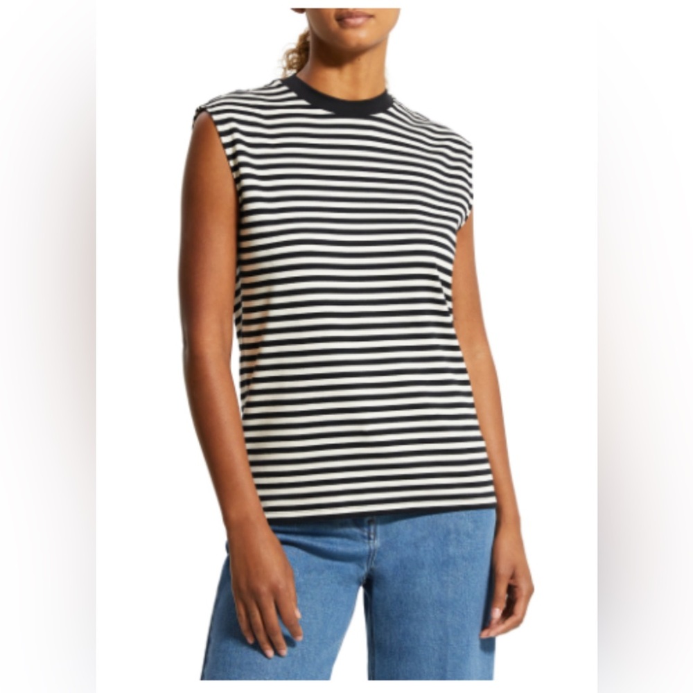 Theory Perfect Stripe Pima Cotton Muscle Tee